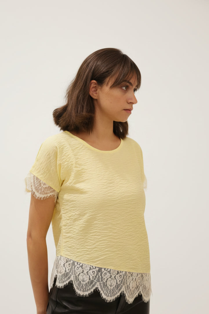 Tie Lace Blouse Butter Yellow