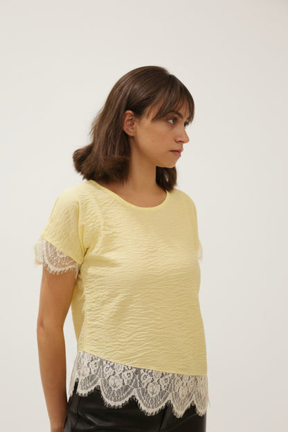 Tie Lace Blouse Butter Yellow