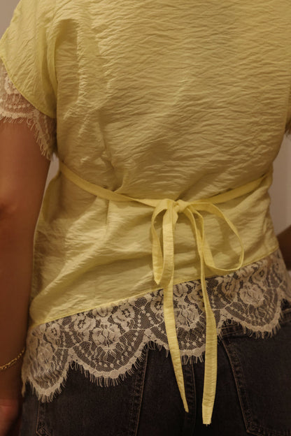 Tie Lace Blouse Butter Yellow