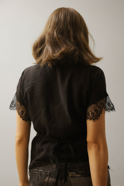 Tie Lace Blouse BLACK