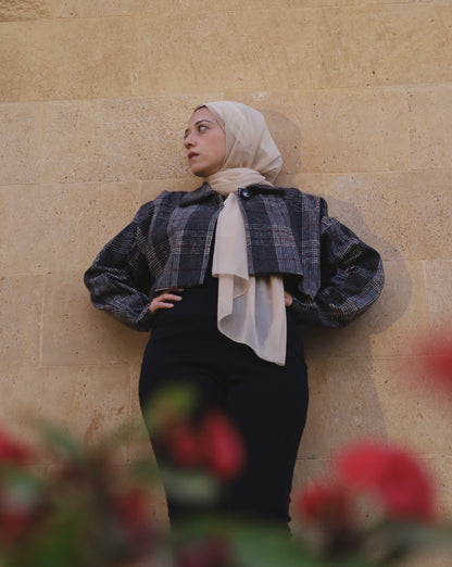 FROSTED PLAID CROP