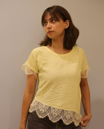 Tie Lace Blouse Butter Yellow